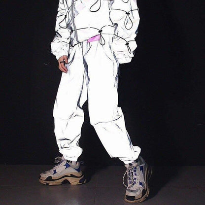 City Glide Reflective Tech Trousers - futuristic pants - Reflective Tech Trousers for Everyday Style