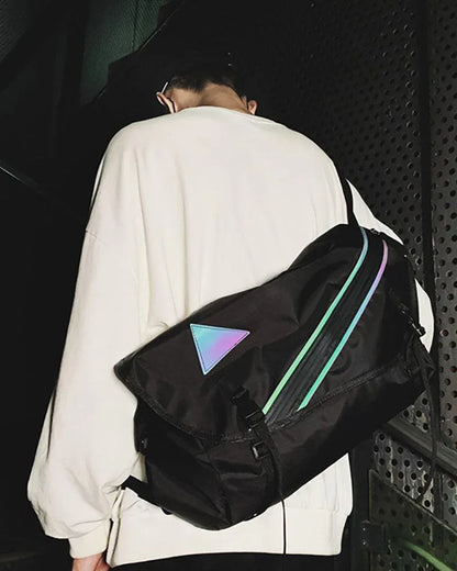 City Glow Reflective Messenger Bag - durable Oxford material - Reflective Messenger Bag for Daily Style