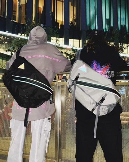 City Glow Reflective Messenger Bag -  streetwear - Reflective Messenger Bag for Daily Style