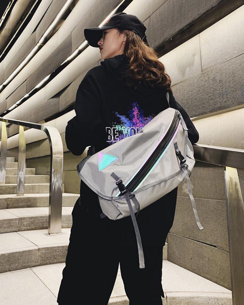 City Glow Reflective Messenger Bag -  techwear - Reflective Messenger Bag for Daily Style