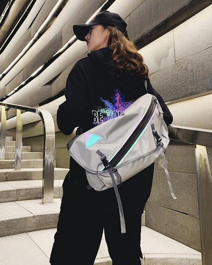 City Glow Reflective Messenger Bag -  techwear - Reflective Messenger Bag for Daily Style