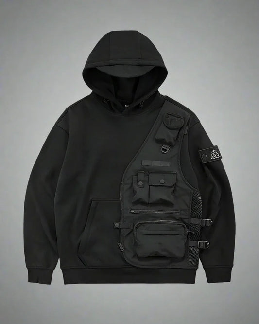 City-Ready Tactical Layered Hoodie - futuristic techwear hoodie - City-Ready Tactical Layered Hoodie for Comfort
