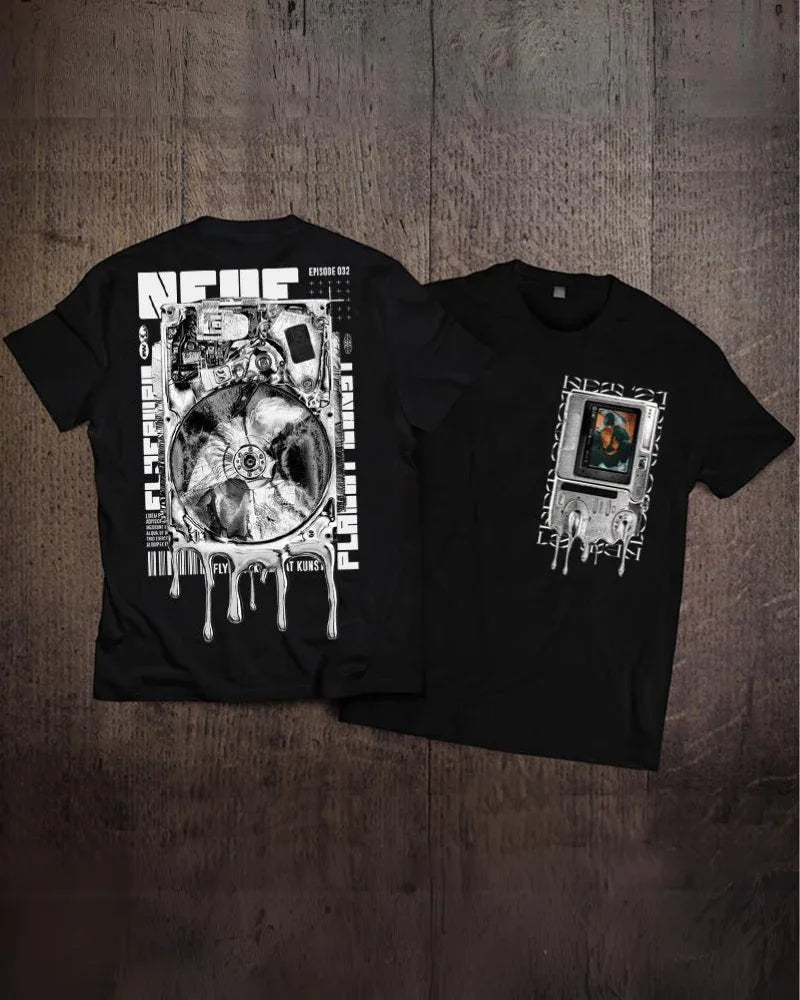 City Spirit Cotton Tee -  black t-shirt - Futuristic Techwear Cotton Tee in Black