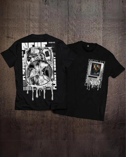City Spirit Cotton Tee -  black t-shirt - Futuristic Techwear Cotton Tee in Black