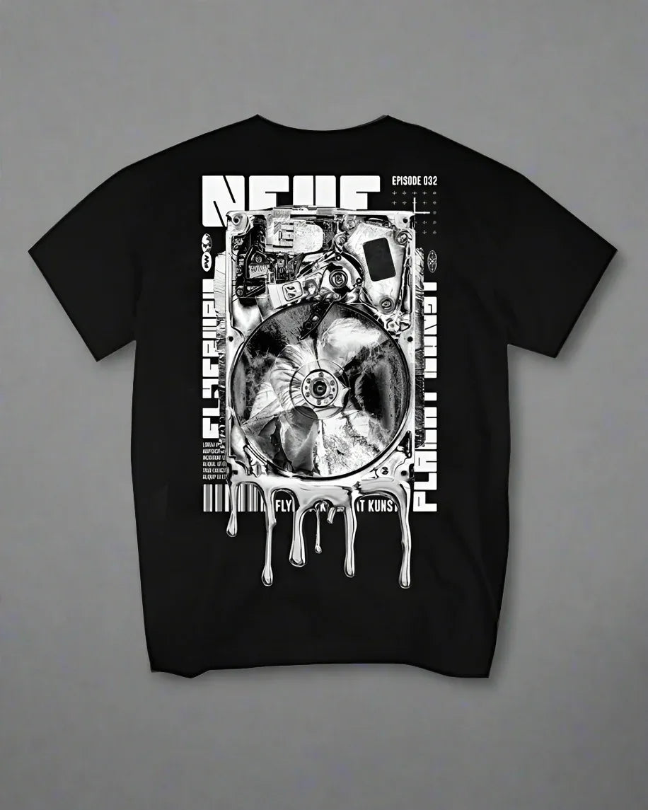 City Spirit Cotton Tee - futuristic techwear t-shirt - Futuristic Techwear Cotton Tee in Black