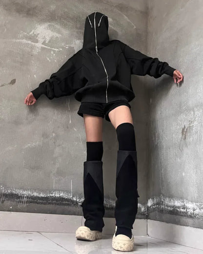 City Stylish Hoodie with Mask - full zip hoodie - Stylish Full Zip Hoodie with Integrated Mask