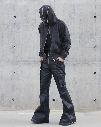 City Stylish Hoodie with Mask -  unique aesthetic hoodie - Stylish Full Zip Hoodie with Integrated Mask