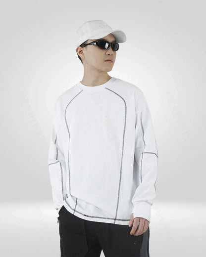 Classic White Cotton Crew Sweatshirt -  casual comfort sweatshirt - Classic White Cotton Crew Sweatshirt for Men