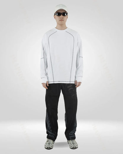 Classic White Cotton Crew Sweatshirt -  cotton sweatshirt - Classic White Cotton Crew Sweatshirt for Men