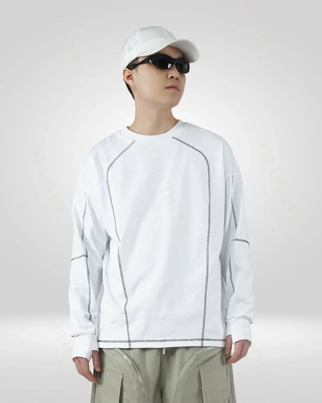 Classic White Cotton Crew Sweatshirt - men's sweatshirt - Classic White Cotton Crew Sweatshirt for Men