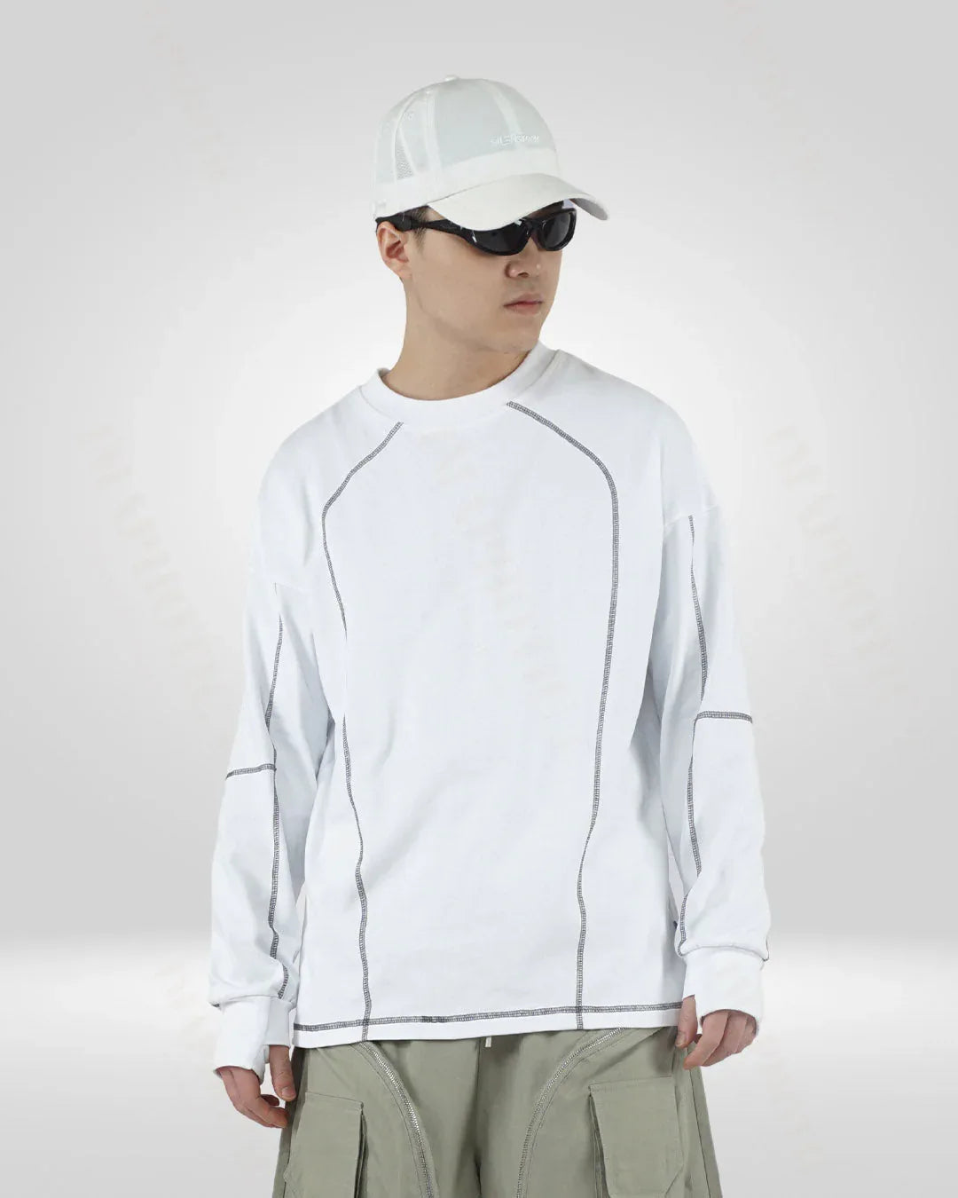 Classic White Cotton Crew Sweatshirt - white sweatshirt - Classic White Cotton Crew Sweatshirt for Men