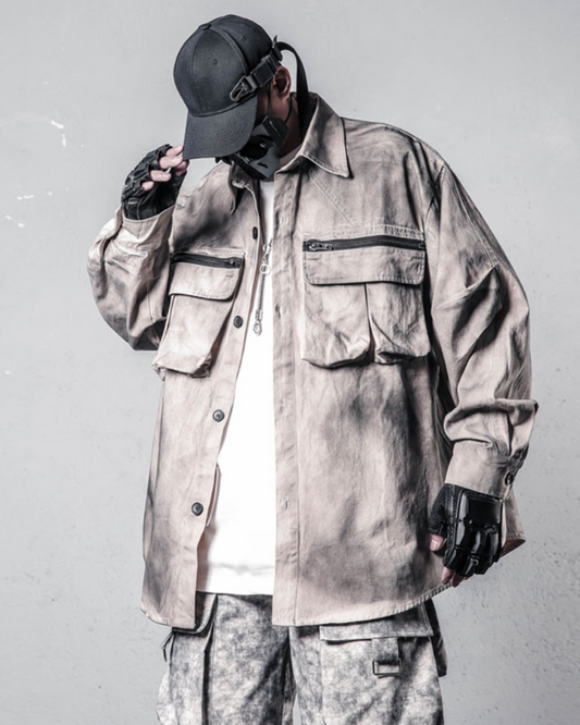 Colorful Cargo Tie-Dye Top - tie-dye top - Tie-Dye Cargo Jacket Shirt for Versatile Style