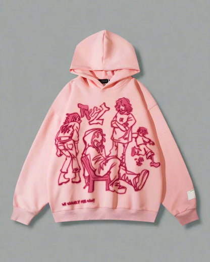 Colorful Cartoon Style Hoodie -  cartoon - Colorful Cartoon Style Hoodie for Everyday Wear