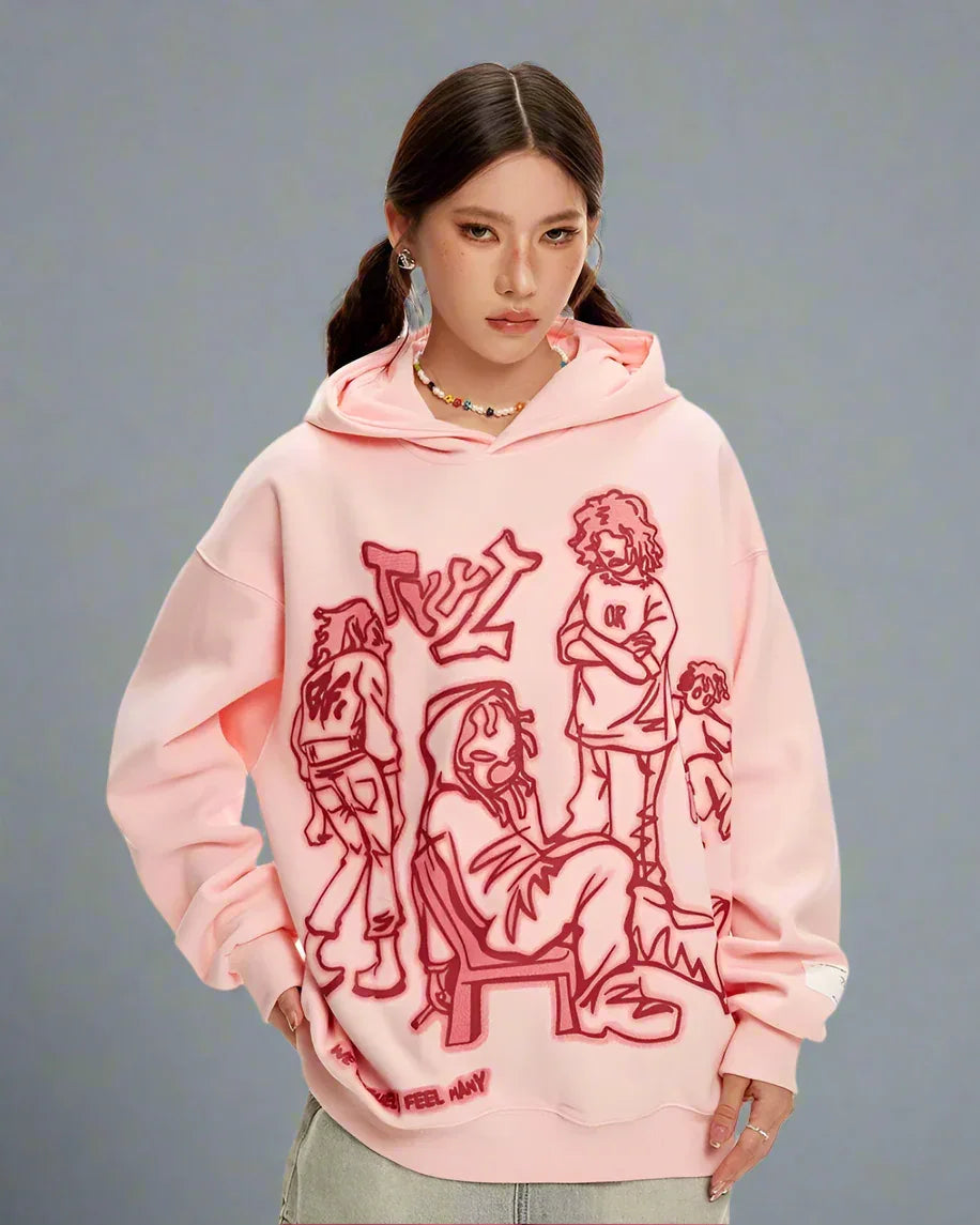 Colorful Cartoon Style Hoodie - comfortable hoodie - Colorful Cartoon Style Hoodie for Everyday Wear