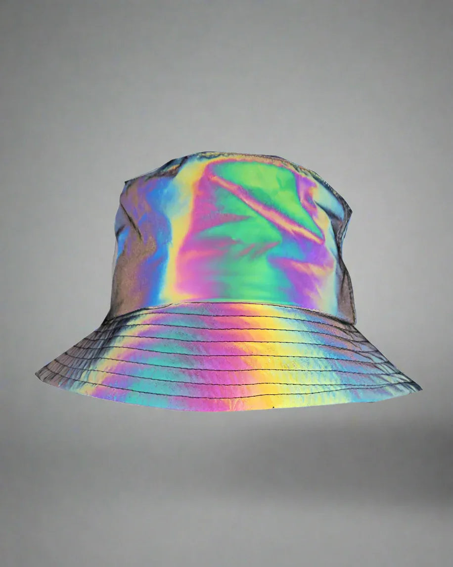 Colorful Reflective Rainbow Bucket - bucket hat - Rainbow Reflective Bucket Hat for Stylish Looks