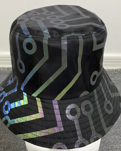 Colorful Reflective Rainbow Bucket -  cyberpunk fashion - Rainbow Reflective Bucket Hat for Stylish Looks