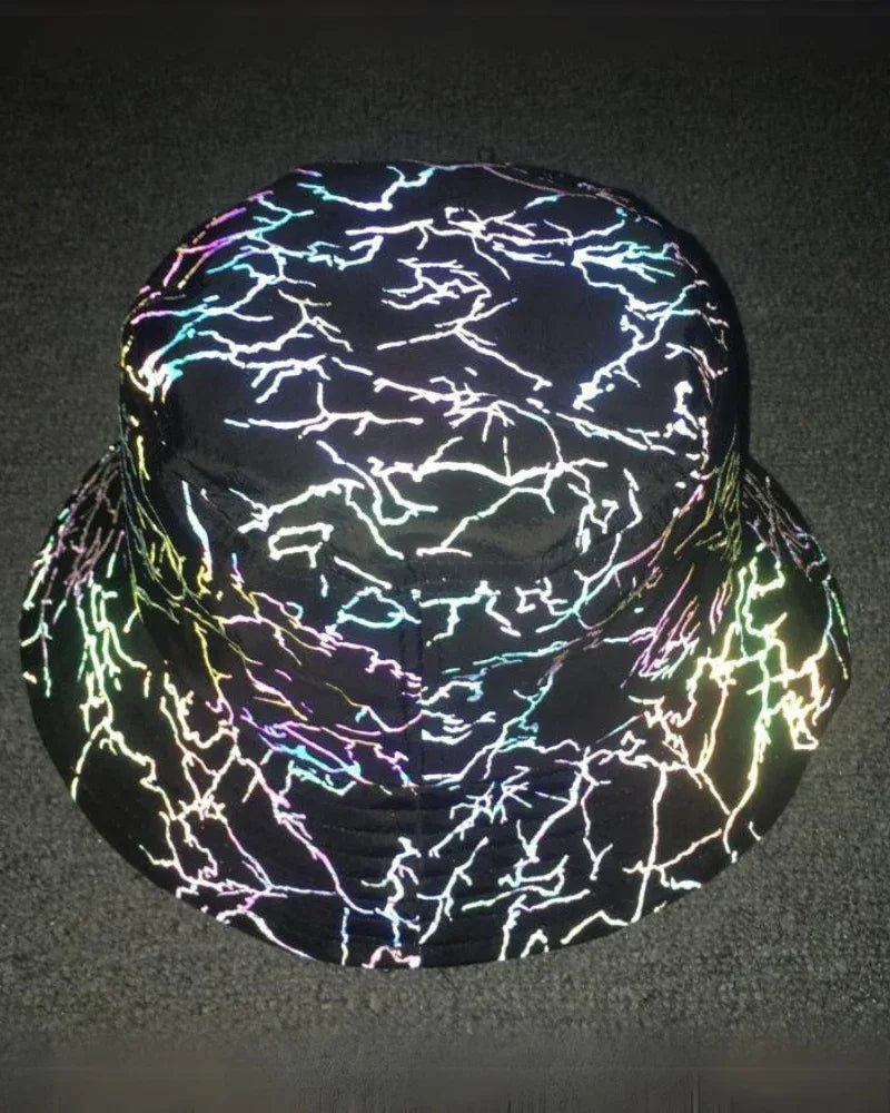 Colorful Reflective Rainbow Bucket -  cyberpunk fashion - Rainbow Reflective Bucket Hat for Stylish Looks