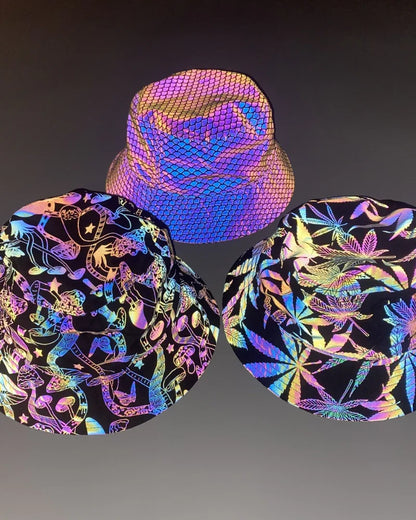 Colorful Reflective Rainbow Bucket -  fashion - Rainbow Reflective Bucket Hat for Stylish Looks