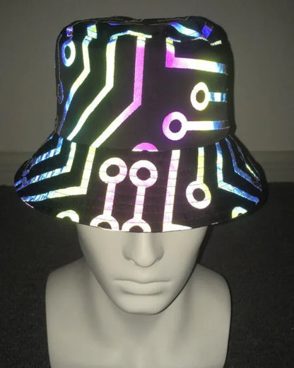 Colorful Reflective Rainbow Bucket -  versatile - Rainbow Reflective Bucket Hat for Stylish Looks