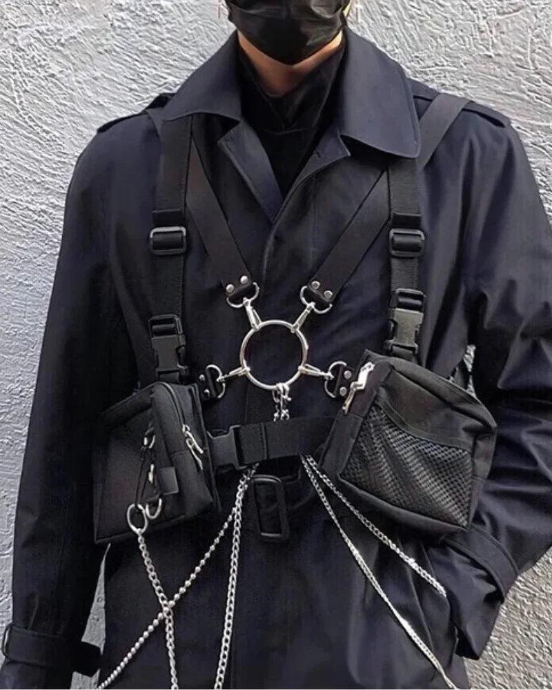 Compact Multi-Use Chest Bag -  black adjustable bag - Compact Multi-Use Chest Bag for Everyday Use