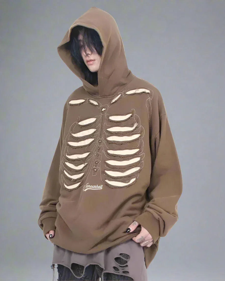 Cool Skeleton Cutout Hoodie - skeleton hoodie - Stylish Hollow Out Skeleton Hoodie for Unique Looks