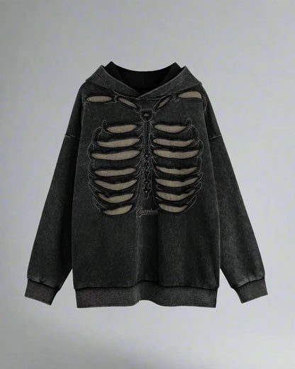 Cool Skeleton Cutout Hoodie -  streetwear - Stylish Hollow Out Skeleton Hoodie for Unique Looks