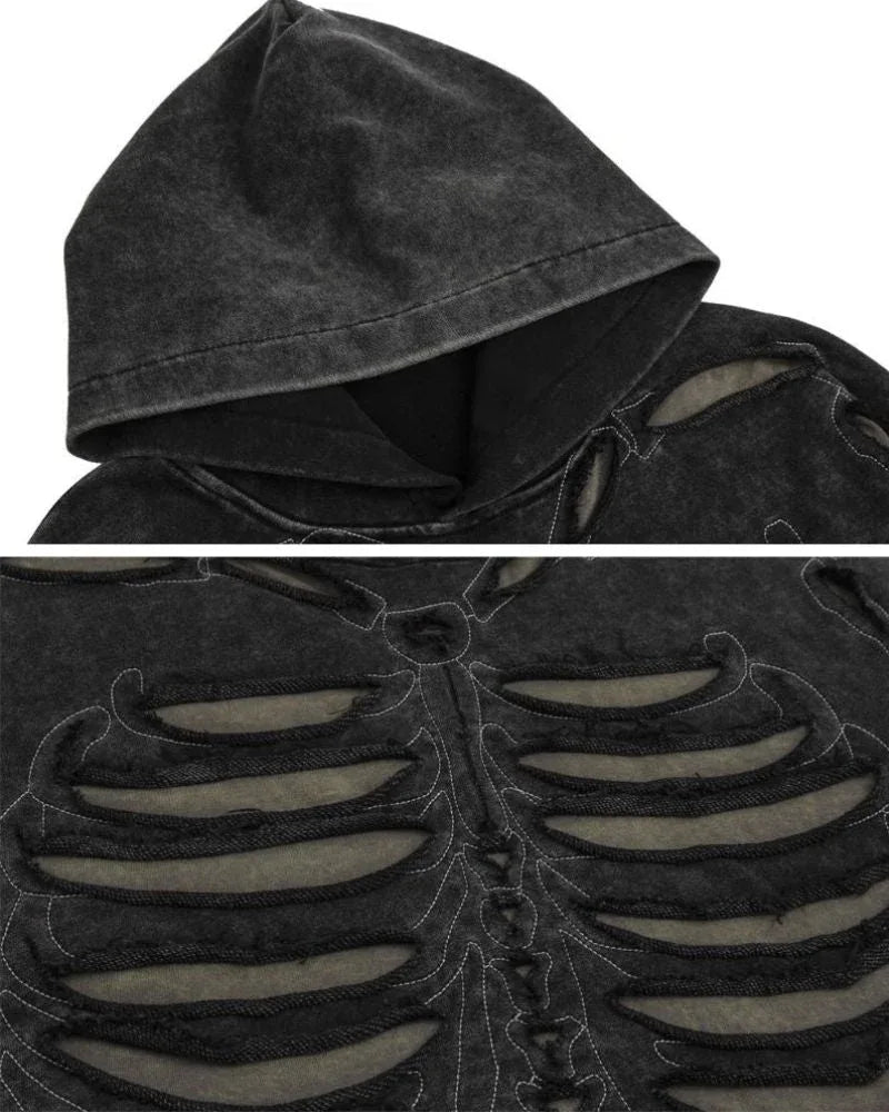 Cool Skeleton Cutout Hoodie - unique skeleton design - Stylish Hollow Out Skeleton Hoodie for Unique Looks
