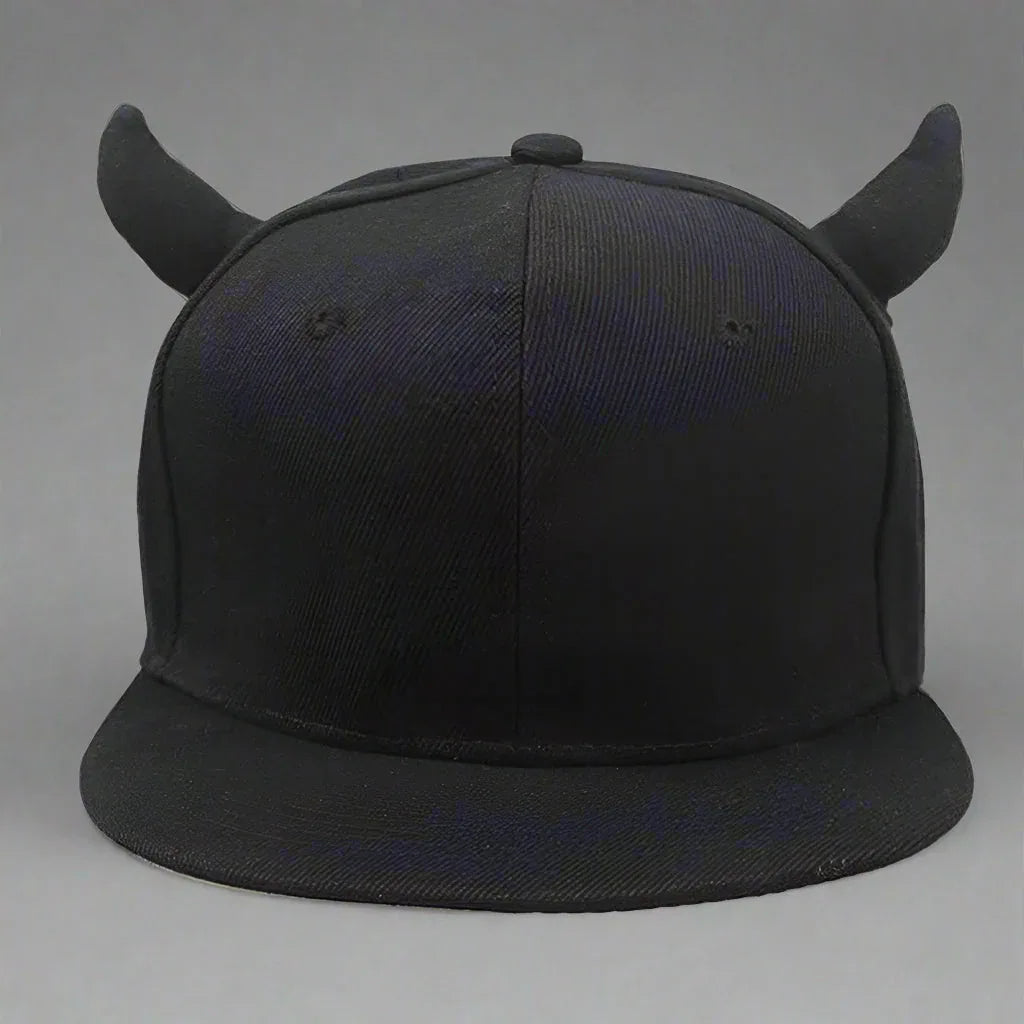 Cosmic Horned Headwear -  black cap - Cosmic Horned Headwear: Stylish Black Cap
