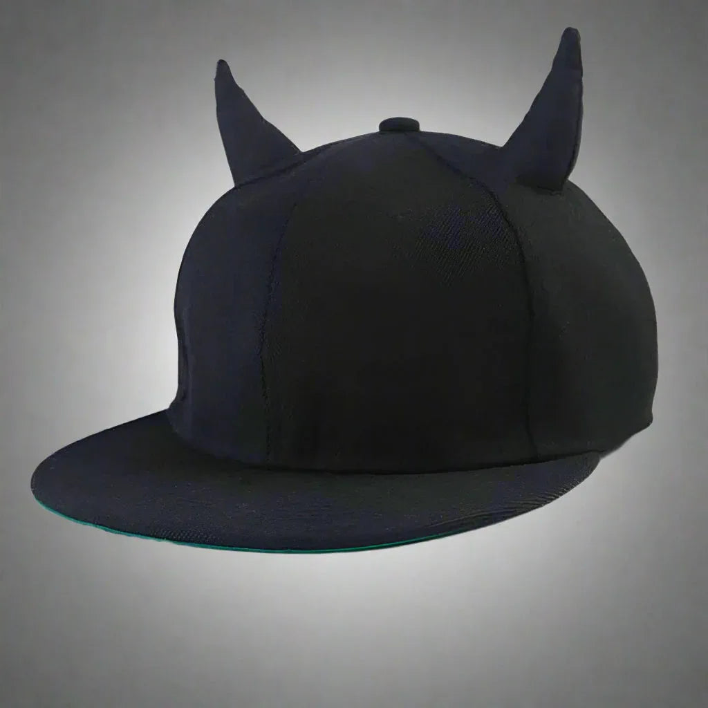 Cosmic Horned Headwear -  curved visor - Cosmic Horned Headwear: Stylish Black Cap