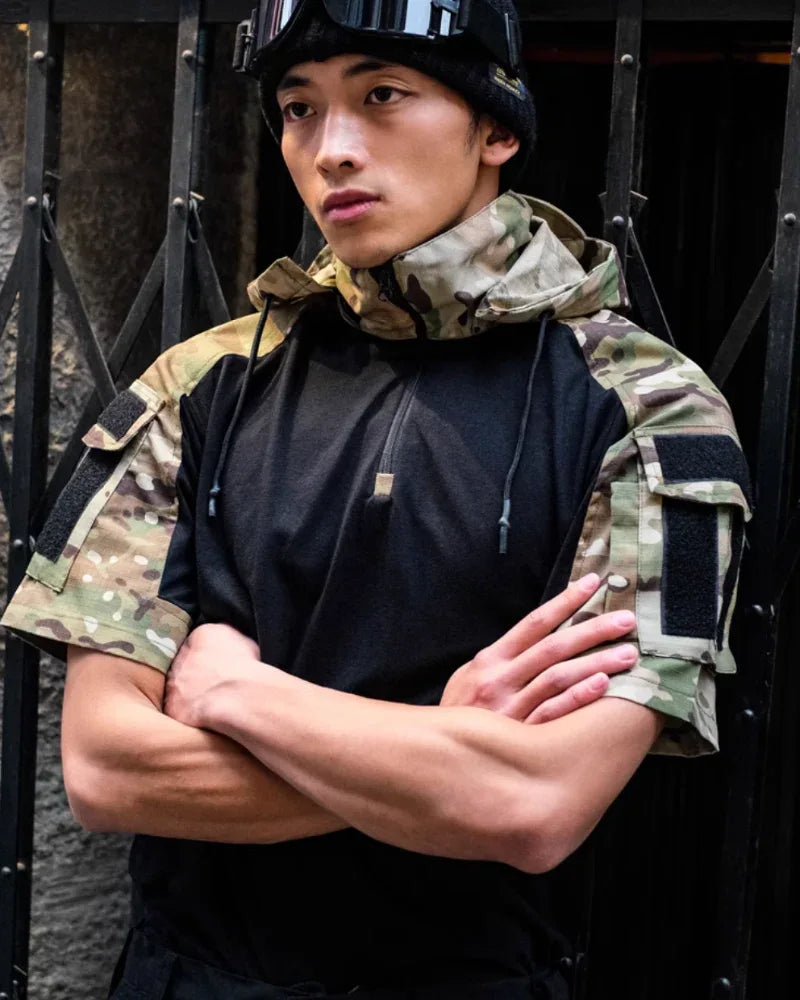 Covert Camo Tactical Tee -  cotton outdoor tee - Tactical Camo Tee for Outdoor Adventures
