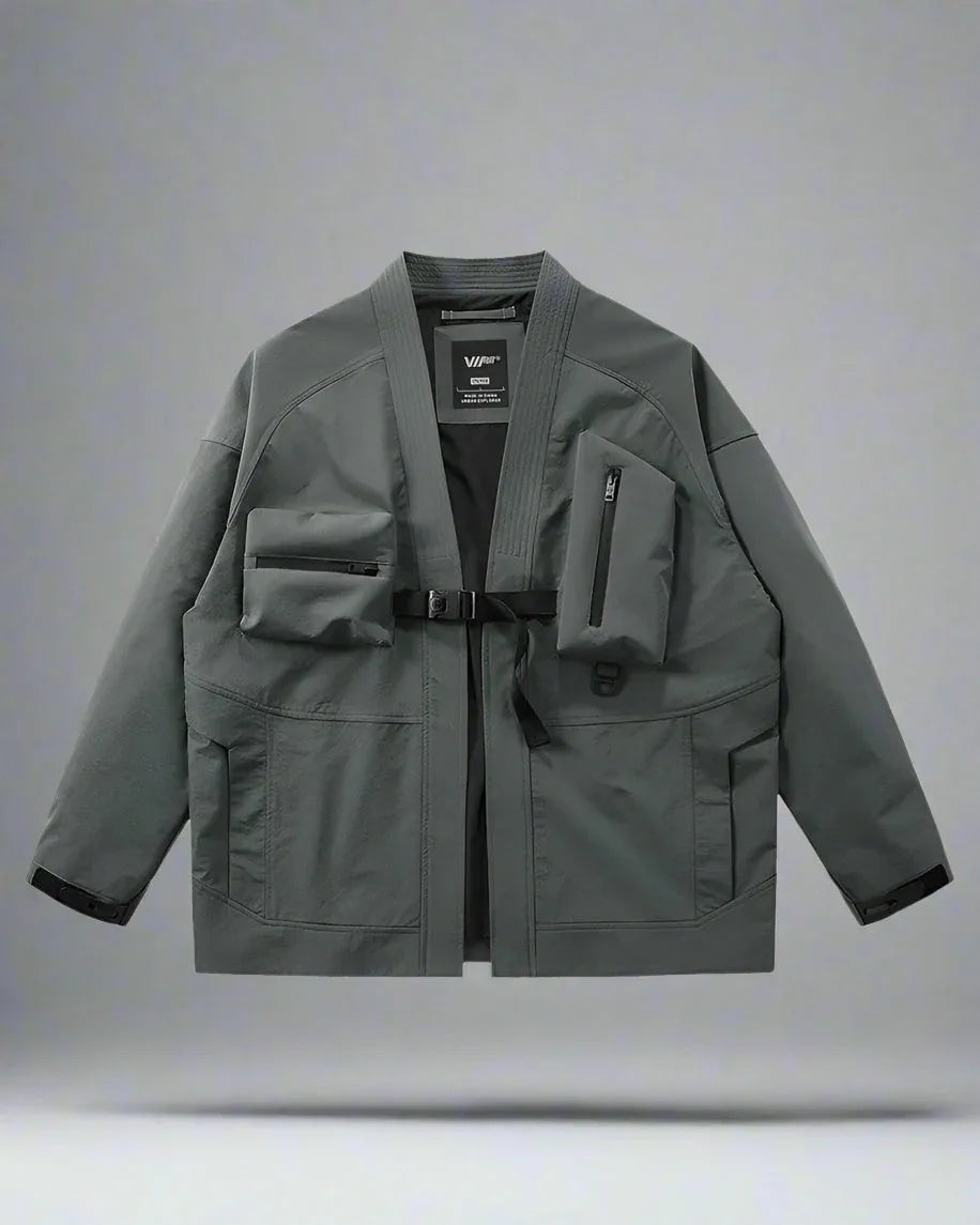Covert City Tech Kimono - modern streetwear - Techwear Inspired Kimono Jacket in Black and Gray