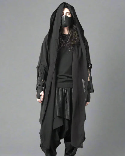 Covert Tech Ninja Cloak -  black cloak - Futuristic Black Techwear Ninja Cloak for Urban Style
