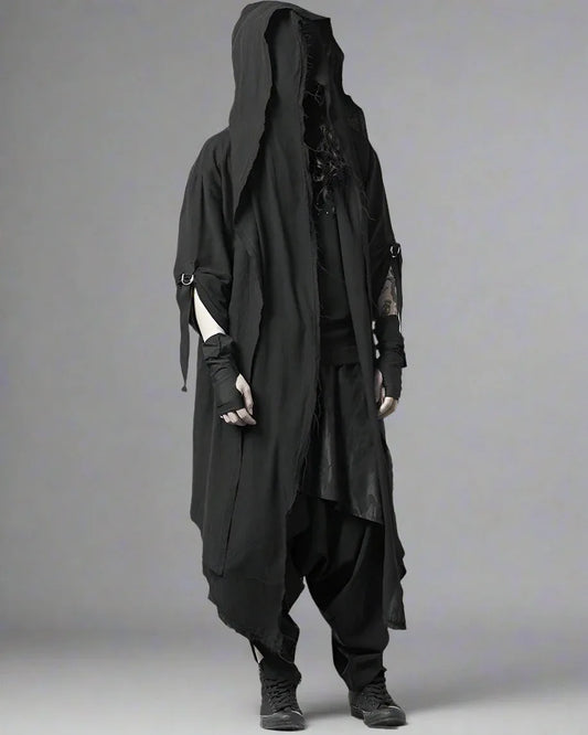 Covert Tech Ninja Cloak - ninja cloak - Futuristic Black Techwear Ninja Cloak for Urban Style