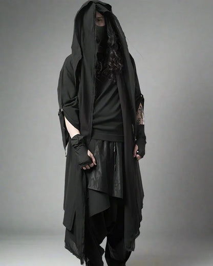 Covert Tech Ninja Cloak -  ninja style clothing - Futuristic Black Techwear Ninja Cloak for Urban Style