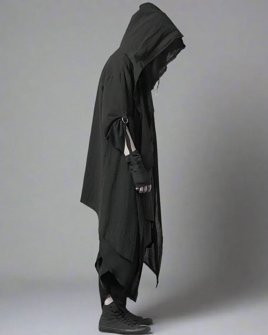Covert Tech Ninja Cloak - urban techwear - Futuristic Black Techwear Ninja Cloak for Urban Style