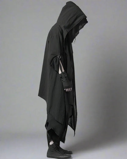 Covert Tech Ninja Cloak - urban techwear - Futuristic Black Techwear Ninja Cloak for Urban Style