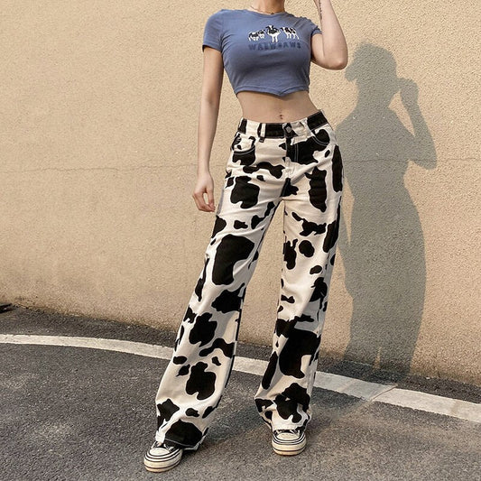 Cow Print Jeans - unique streetwear style - Trendy Cow Print Jeans for Streetwear Style