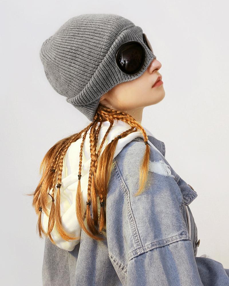 Cozy Aviator Beanie with Goggles - stylish techwear beanie - Cozy Aviator Beanie with Goggles for All