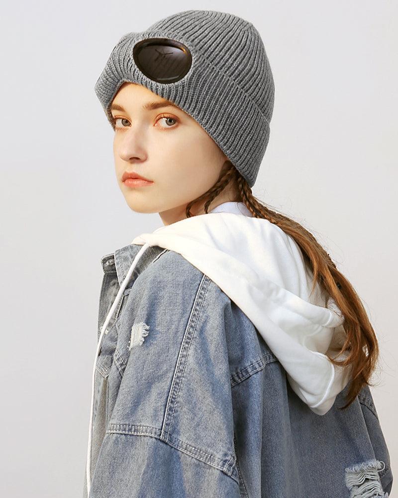 Cozy Aviator Beanie with Goggles - techwear-core - Cozy Aviator Beanie with Goggles for All