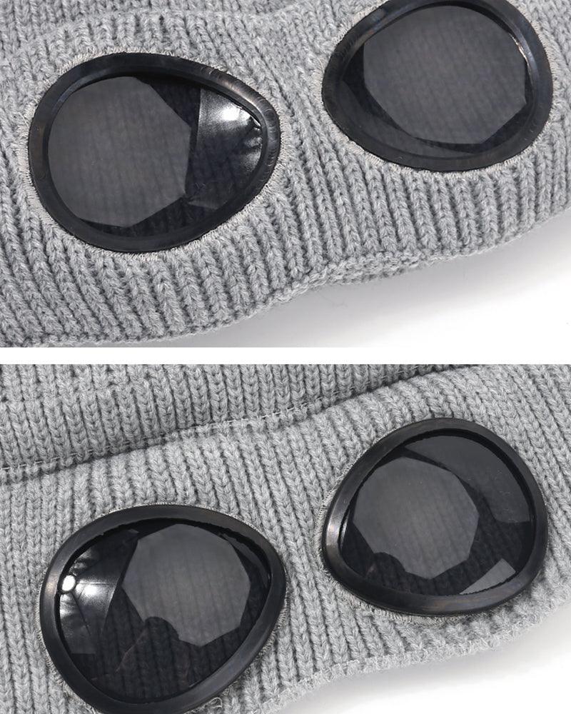Cozy Aviator Beanie with Goggles -  unisex headwear - Cozy Aviator Beanie with Goggles for All