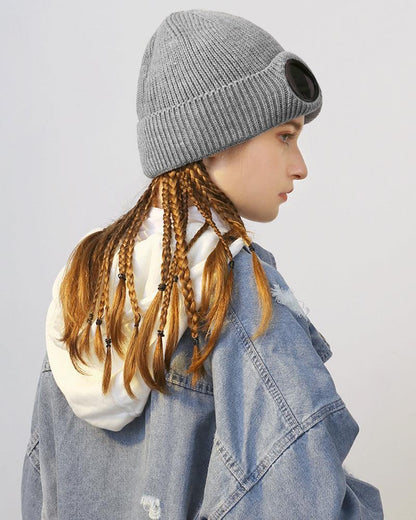 Cozy Aviator Beanie with Goggles -  unisex headwear - Cozy Aviator Beanie with Goggles for All