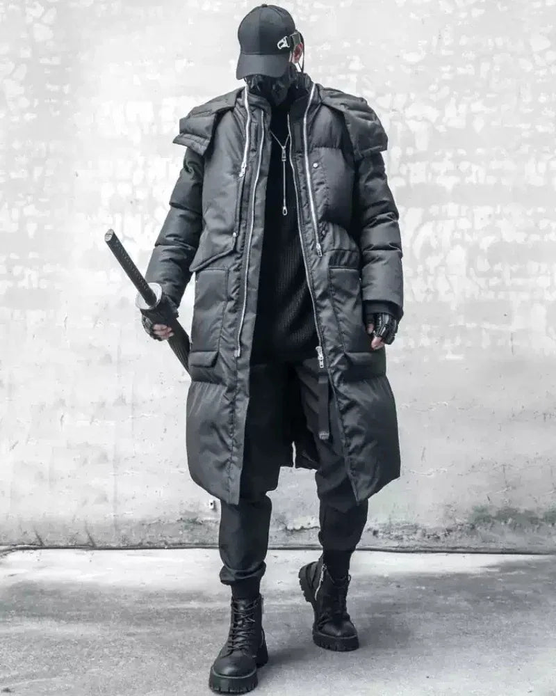 Cozy Cargo Winter Jacket -  black jacket - Cozy Cargo Long Winter Jacket for Comfort