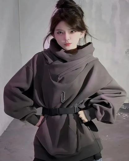 Cozy Chic Neck Hoodie -  cozy hoodie - Cozy Chic Neck Hoodie for Warmth and Style