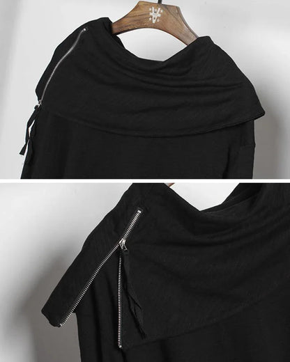 Cozy High Collar Hoodie -  black - Cozy High Collar Hoodie for Every Occasion