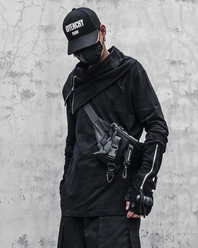 Cozy High Collar Hoodie -  black - Cozy High Collar Hoodie for Every Occasion