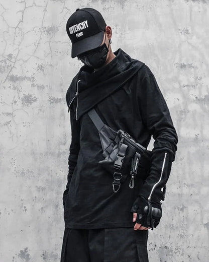 Cozy High Collar Hoodie -  black - Cozy High Collar Hoodie for Every Occasion