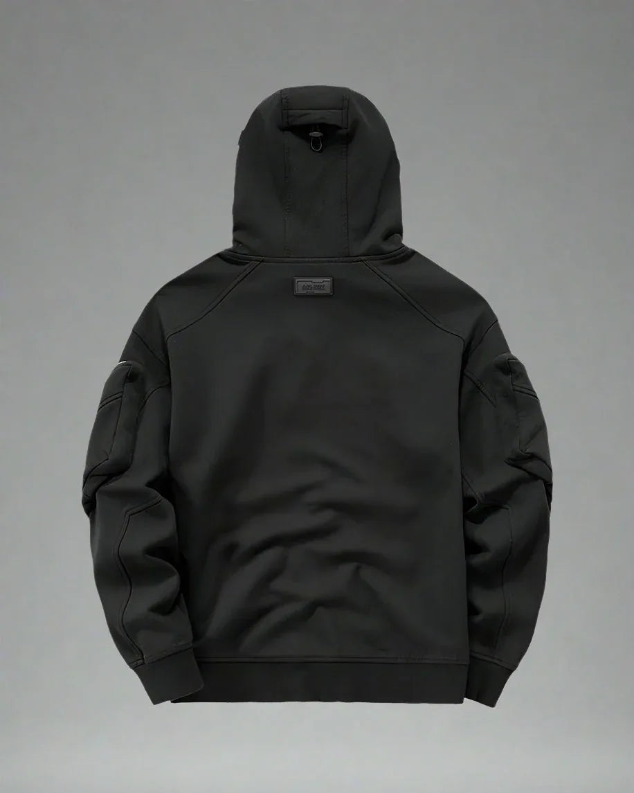 Cozy Tactical Mask Hoodie -  black hoodie - Comfy Tactical Mask Hoodie for Urban Adventures