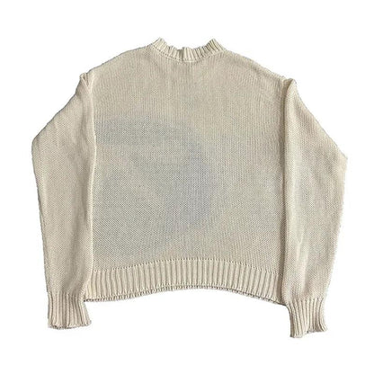 Cream Knit - retro-futuristic design - Cream Knit Y2K Streetwear Comfortable Fit