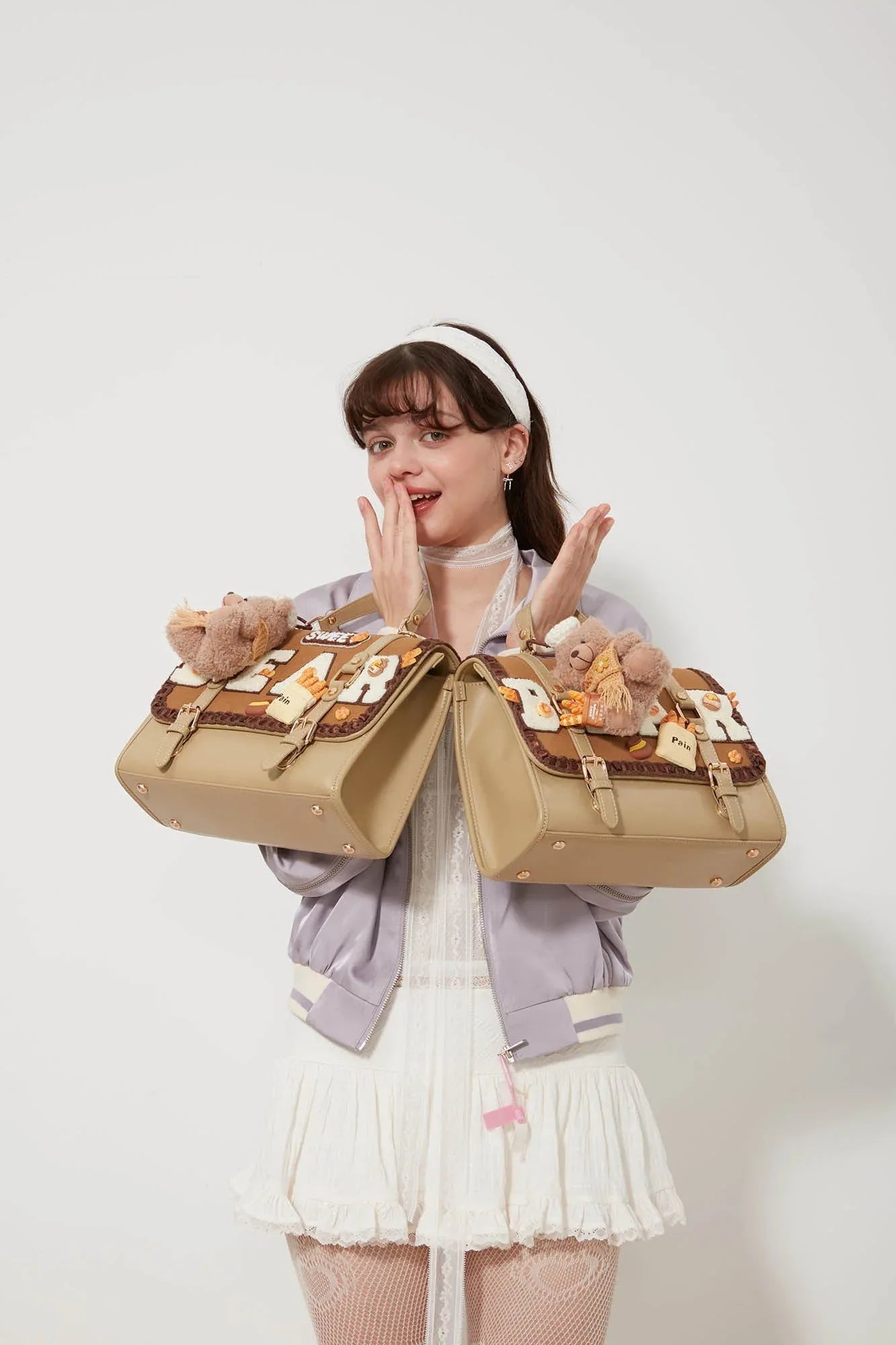 Cuddly Flap Top Backpack -  bakery themed - Charming Teddy Bear Backpack for Everyday Use