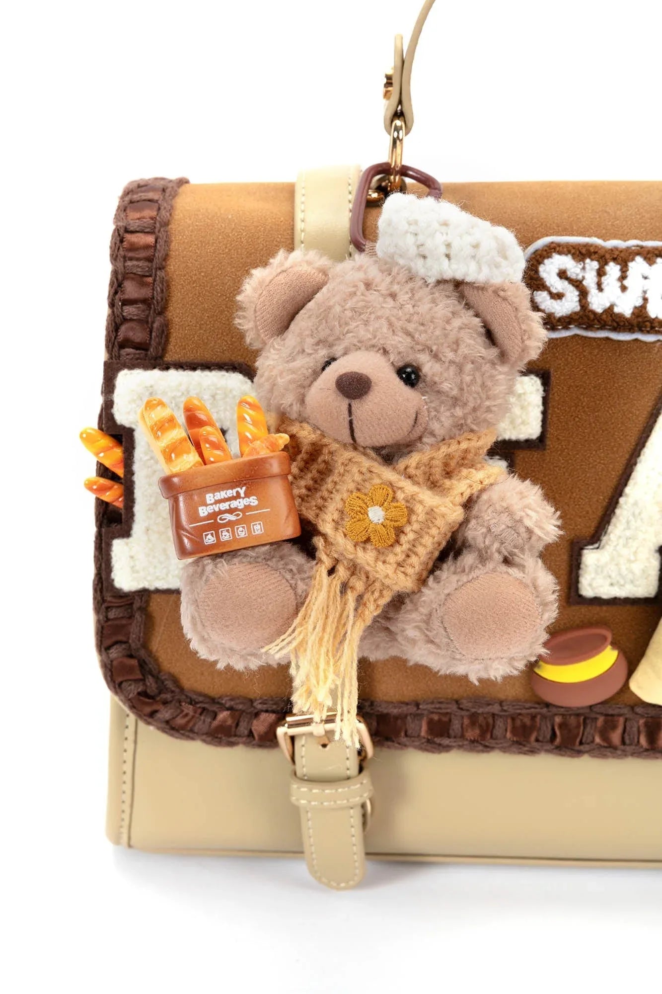 Cuddly Flap Top Backpack -  bakery-themed bag - Charming Teddy Bear Backpack for Everyday Use